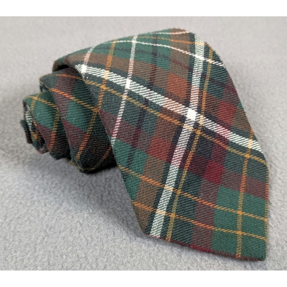 Polo Ralph Lauren Mens Tartan Plaid Neck Tie 100% Cotton Made In USA Preppy